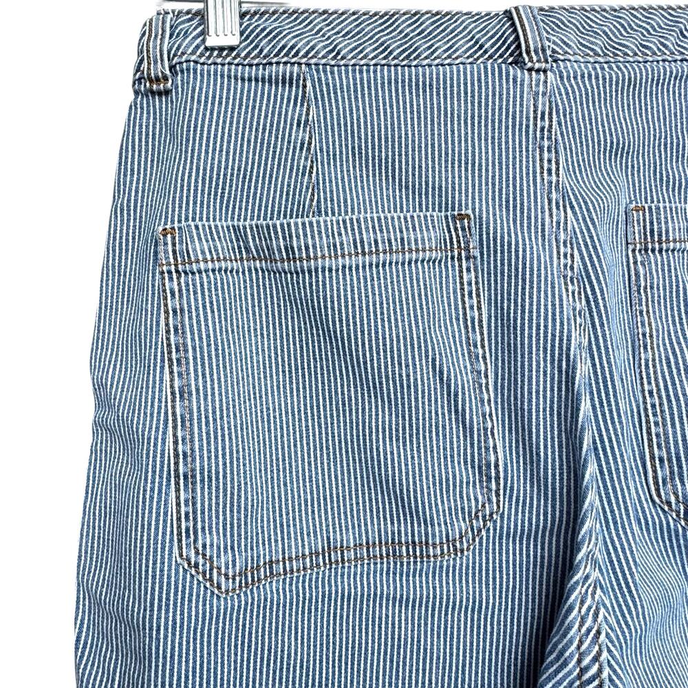 Universal Thread Striped Wide Leg Crop Jeans Blue Railroad Utility Size 12 - Picture 4 of 7